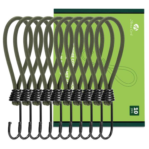 Abma Cord ストレッチコード ゴムフック 全長18cm 10本組 フック付きバンジーコード ...