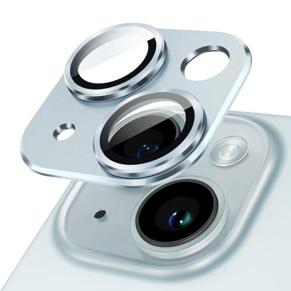 JETech iPhone 15/15 Plus用 カメラレンズフィルム 1セット (ブルー)