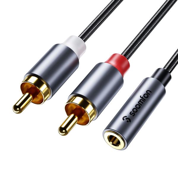 RCA 3.5mm 変換ケーブル - SOOMFON Aux 3.5mm(メス) to 2RCA(オ...