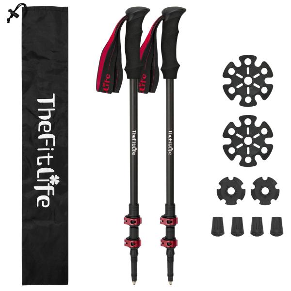 TheFitLife トレッキングポール カーボン 登山 ストック 軽量 57-120cm伸縮 ウォ...