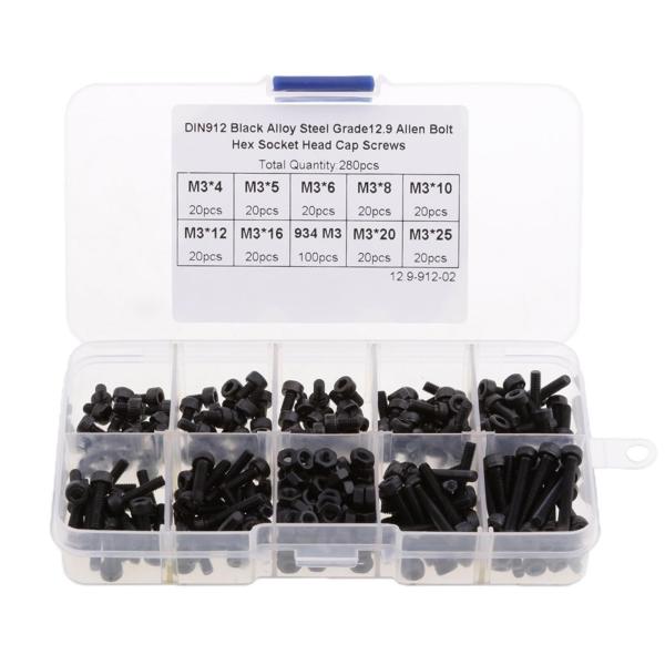PENGLIN 280個 六角穴付ボルト キャップボルト 六角ナット M3 六角穴付ボルトとナットセ...