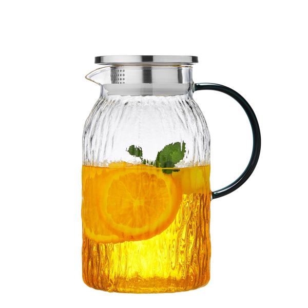 ポカロティー 麦茶ポット ピッチャー 耐熱ガラス 1500ml 木目 樹皮デザイン ガラスジャグ ガ...