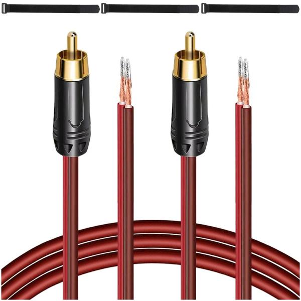 MKBKLLJY 2本 RCA - 裸線スピーカーケーブル 1フィート 16AWG プラス赤線マーキ...