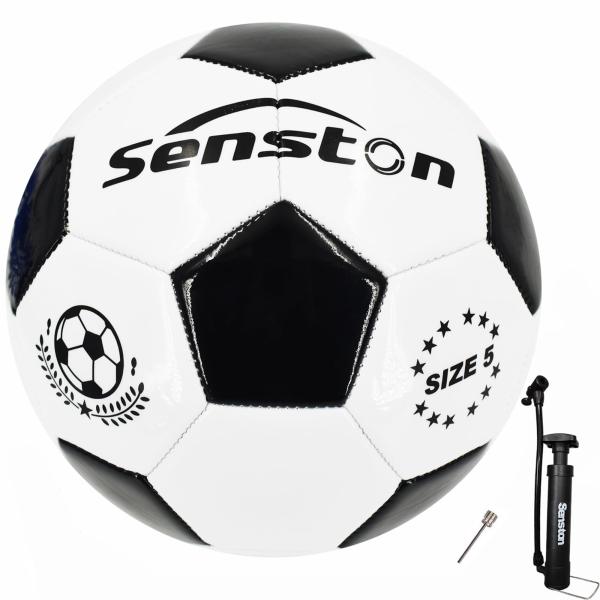 Senston サッカーボール 5号球 き-トレーニング試合サッカー大人と青少年サッカーポンプ付ピン...