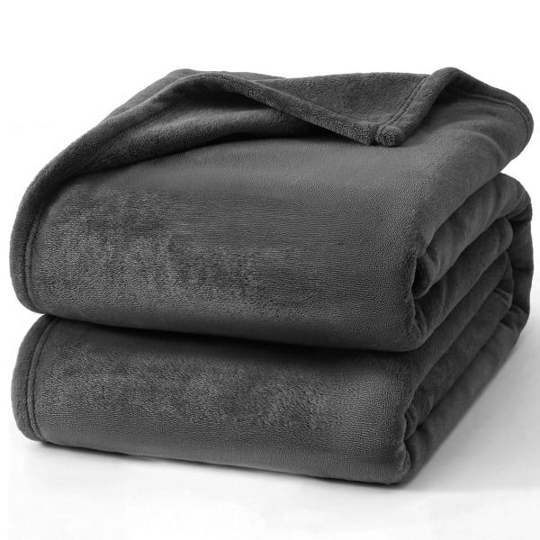 Hansleep 毛布 もうふ ダブル ブランケット 大きめ 200x220cm 大判 グレーブラッ...