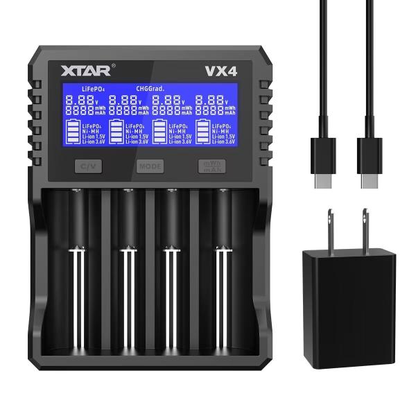 XTAR VX4電池充電器 単三・単四 1.5Vリチウム電池/1.2Vニッケル水素/3.6V /3....