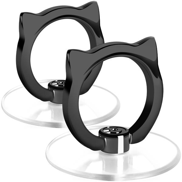猫 透明 スマホリング ネコ 落下防止リング ホールドリング 薄型 スタンド 車載ホルダー 360回...