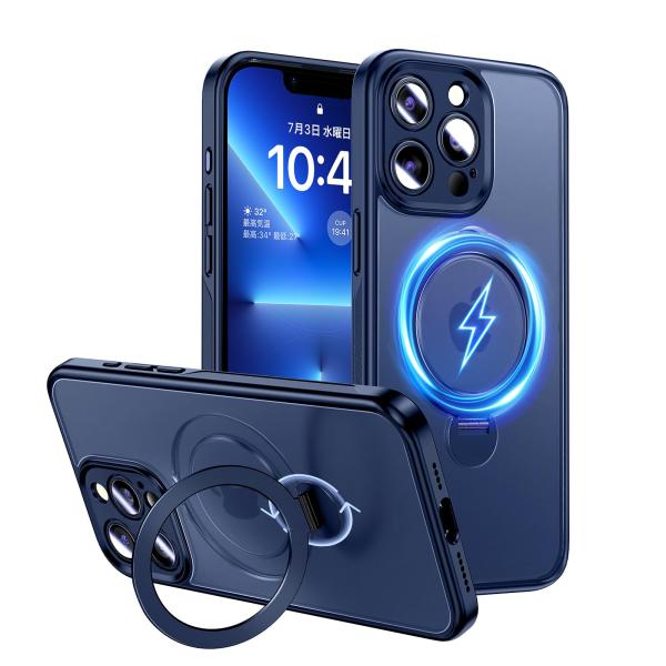 Magic John 対応いphone14pro max用 ケース 半透明 商務 スタンド付き 隠し...