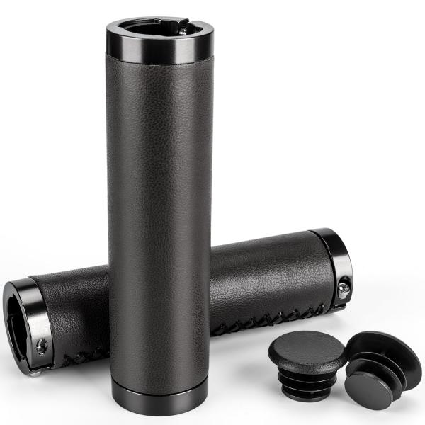 CXWXC 自転車 グリップ レザー ベタベタしない 耐久性 クロスバイク ハンドルグリップ 22....