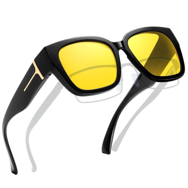 [MAIVARDAY] サングラス イエロー オーバーサングラス ナイト 夜間 運転用