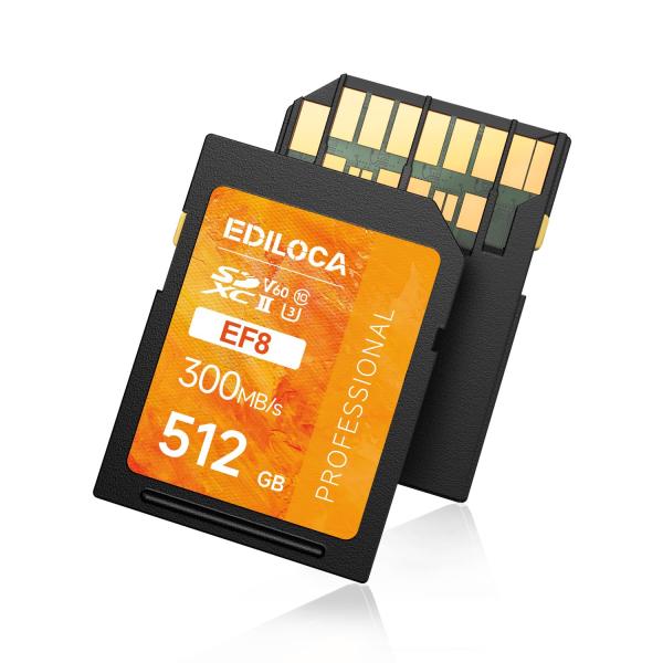 Ediloca EF8 512GB SDカード UHS-II Class10 U3 V60 最大読込...