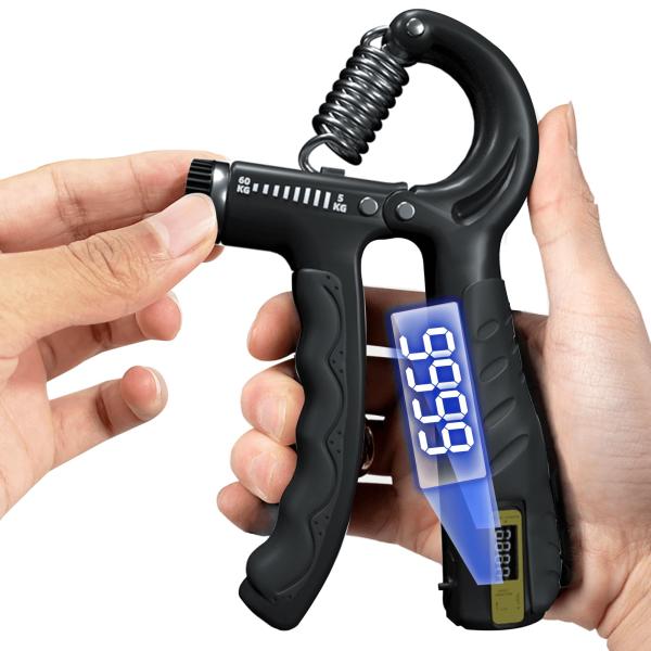 TattiOut ハンドグリップ 5-60kg 可変式 電子カウンター 握力 トレーニング ハンドグ...