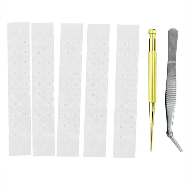 耳つぼジュエリー 200粒 耳ツボシール ピンセット&amp;ツボ確認棒付き 耳ツボジュエリー 耳つぼシール...