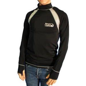 ラッシュガードサイズL_LL 【長袖】 男女兼用【黒地/胸切り替え部分（カラー・グレー）】