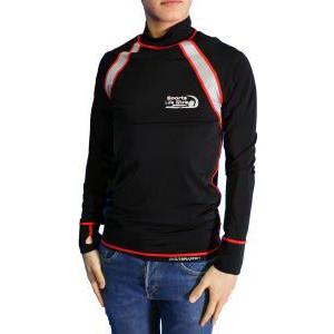 ラッシュガード【長袖】 　黒地/赤ライン/胸灰色切替(サイズL_LL)