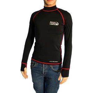 ラッシュガード【長袖】男女兼用  【黒地/赤ライン】Mサイズ