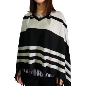 肌触りの良いポンチョ 【ホワイト・黒】