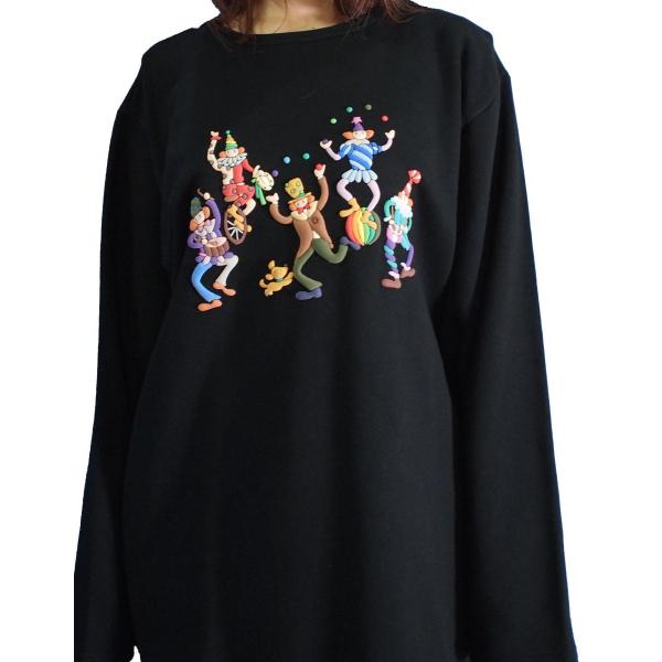 京手描友禅　ピエロ Ｔシャツ  【ブラック】M~Lサイズ