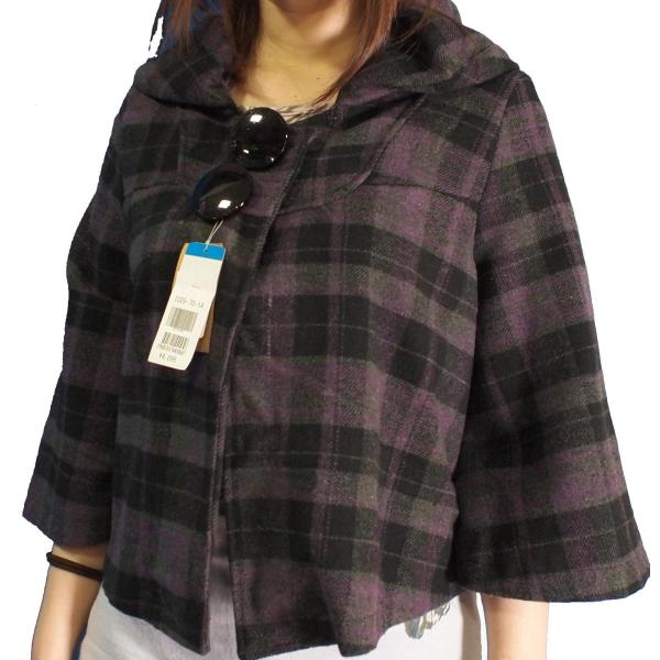 チェック柄 Ａラインジャケット【パープル】