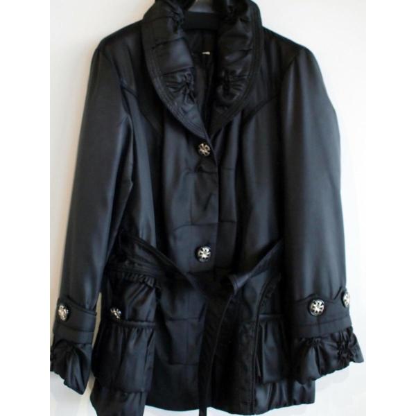 デザイン中綿コート黒