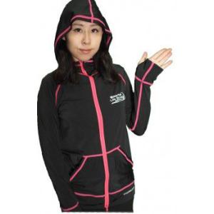 ラッシュパーカー男女兼用【長袖】  【黒地/ピンクライン】