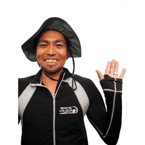 ラッシュジャケット【長袖】 前開　黒地/灰色ライン(切り替え部分(カラ-グレー)Lサイズ