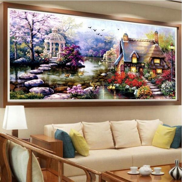 【激安挑戦/厳選品質】 クロスステッチ キット 北欧 桃源郷 夢の家 ヨーロッパ 図案印刷 刺繍 初...