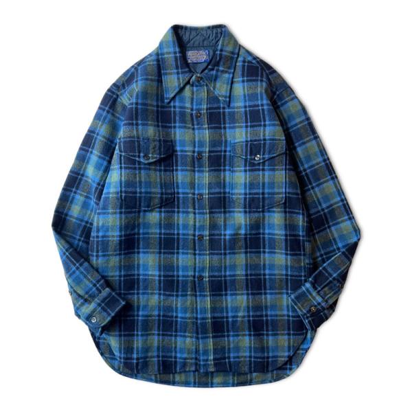 70s USA製 Pendleton チェック 長袖 ウール シャツ 16 / 70年代 アメリカ製...