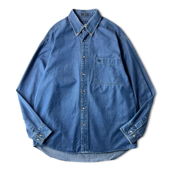 濃紺 90s DOCKERS コットン デニム ボタンダウン シャツ S / 90年代 オールド ド...