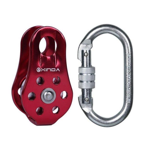 登山クライミングローププーリーカラビナ2点セット鋼ねじロッククイックドローアーボリストツリークライマ...