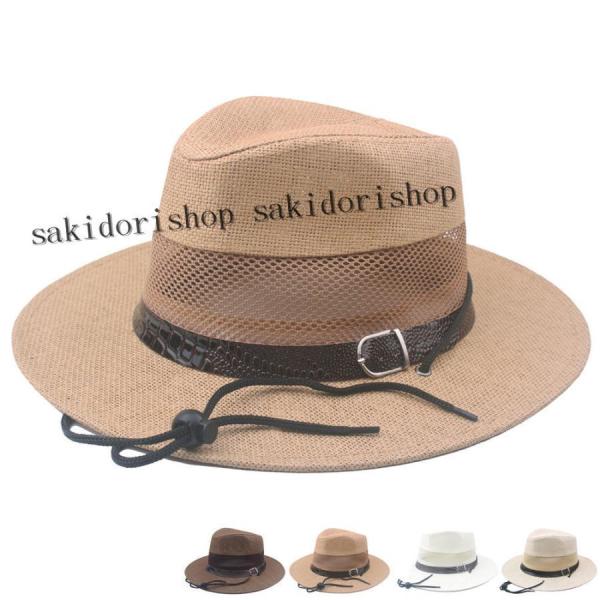 麦わら帽子 メンズ ハット つば広 夏 中折れ帽 紳士帽 ストローハット 大きいサイズ アウトドア ...