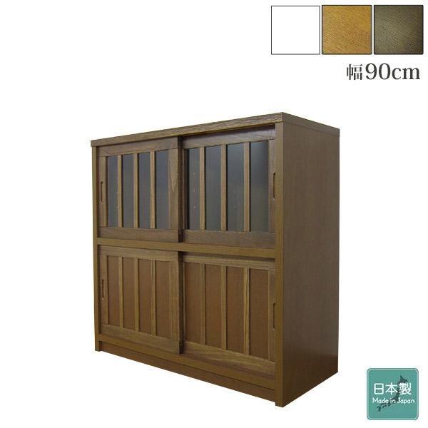 桐天然木水屋 食器棚 和風食器棚 引き戸 飾り棚 リビング収納 戸棚 水屋 水屋箪笥 桐 木製 国産...