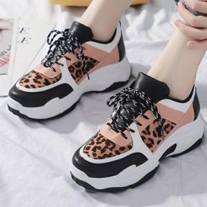 レオパードダッドスニーカー厚底メッシュ韓国オルチャンストリート原宿