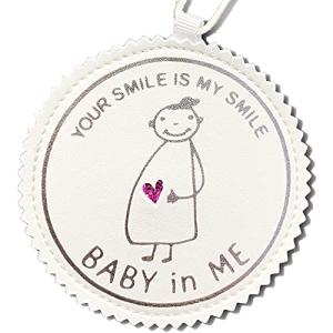 [BABY in ME] マタニティマーク （R） ベイビーインミー バッグチャーム 白×ハートラメの商品画像