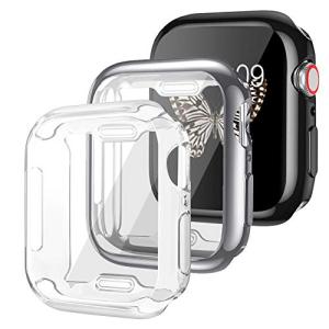 Seafirst アップルウォッチ 44mm用ケース 3個セット iWatch 44mm用ケース 4/5/6/SE用tpu保護ケース 透明＋シルバー＋