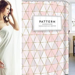 Longbest ファブリックシャワーカーテン 防水防カビバスカーテン 厚手お風呂カーテン 洗濯可能 重り付き 耐久性 撥水シャワーカーテン お洒落カ