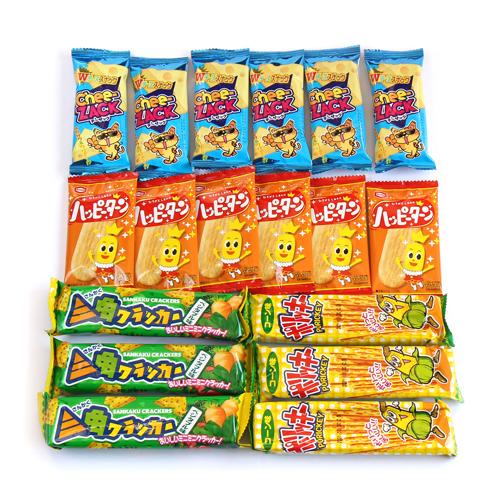 お菓子 詰め合わせ(全国送料無料) ハッピーターン・チーザック・三角クラッカー・ポリッキーセット さ...