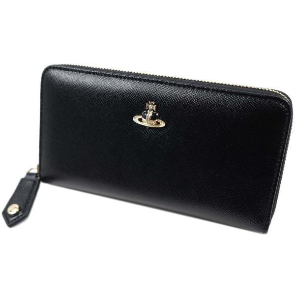 並行輸入品 ヴィヴィアンウエストウッド 長財布 ラウンドファスナー レザー ブラック ゴールド DI...