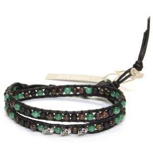 CHAN LUU チャンルー BSM-1588 MLC MIX/N BLK メンズ 2ラップブレスレット シルバースカル、マラサイトミックス ナチュラルブラックレザー 2連ブレス｜39surprise