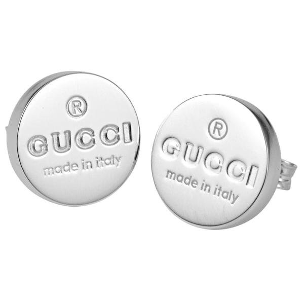 グッチ ピアス GUCCI トレードマーク刻印 円形 シルバー スタッド TRADEMARK 163...