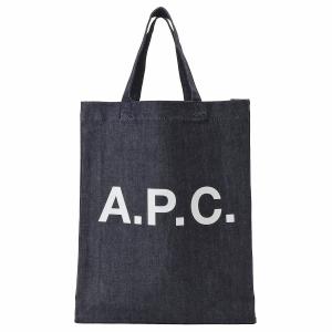 アーペーセー バッグ A.P.C. レディース メンズ ユニセックス APC ロゴプリント デニム トートバッグ ショルダーバッグ インディゴ ネイビー系 TOTE LOU MINI …｜39surprise