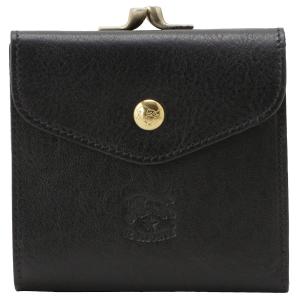IL BISONTE（イルビゾンテ） 財布 二つ折り がま口 レザー 本革 ネロ