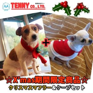 TENNY テニー X'mas クリスマス マフラー＆ケープセット （マフラー：Ｓサイズ） [小型犬/中型犬/大型犬/ドッグコスチューム/ドッグウェア/コスプレ]｜39surprise