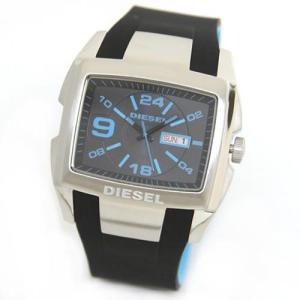 ディーゼル 腕時計 メンズ DIESEL マリンブルーを差し色に使ったブラック・ラバーストラップの個性派インデックスのブレスウオッチ DZ4287｜39surprise