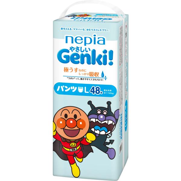 【パンツ Lサイズ】 アンパンマン おむつ ネピア やさしいGENKI! パンツ (9~14kg)4...