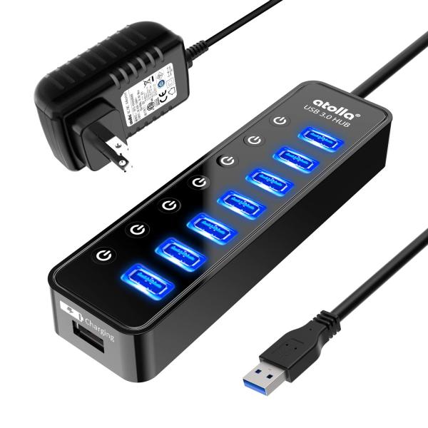 USB ハブ atolla USB 3.0 Hub 7ポート増設 + 1充電ポート, USB拡張 セ...