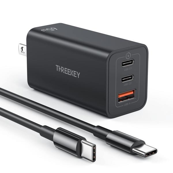 THREEKEY 65W 充電器 PD3.0 急速充電サポート USB C USB-A 3ポート搭載...