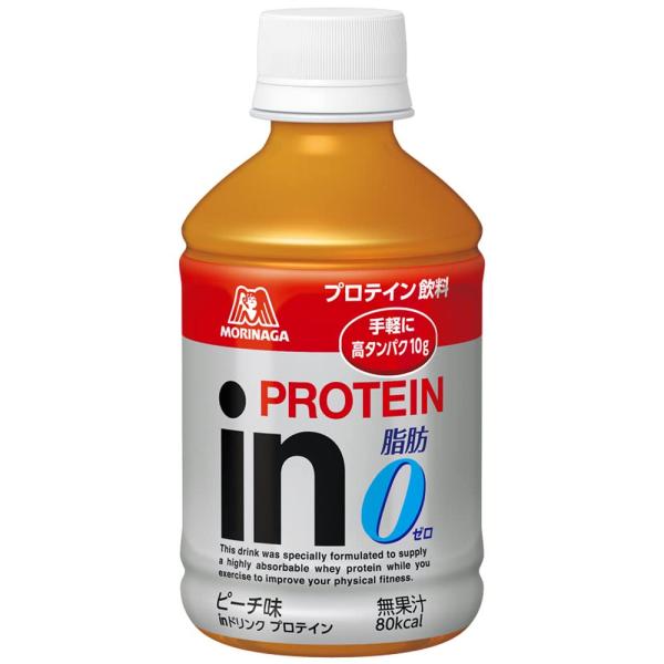 森永製菓 inドリンク プロテイン ピーチ味 (24本入×1箱) 1本280ml 高タンパク10g ...