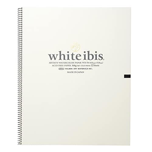 ホルベイン ホワイトアイビス水彩紙 WIS-F4 中目 300g F4サイズ スプリング 12枚綴じ...