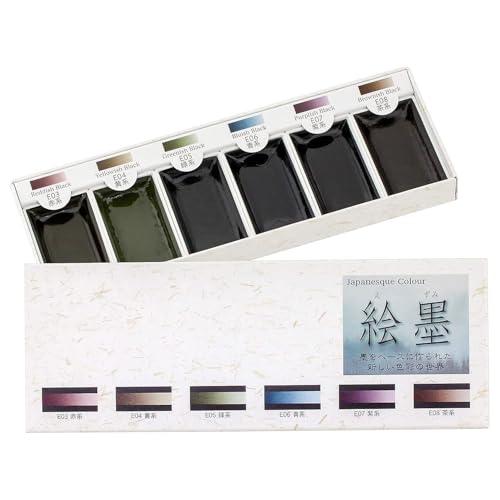 墨運堂 水彩 固形墨 絵墨 6色セット 15452